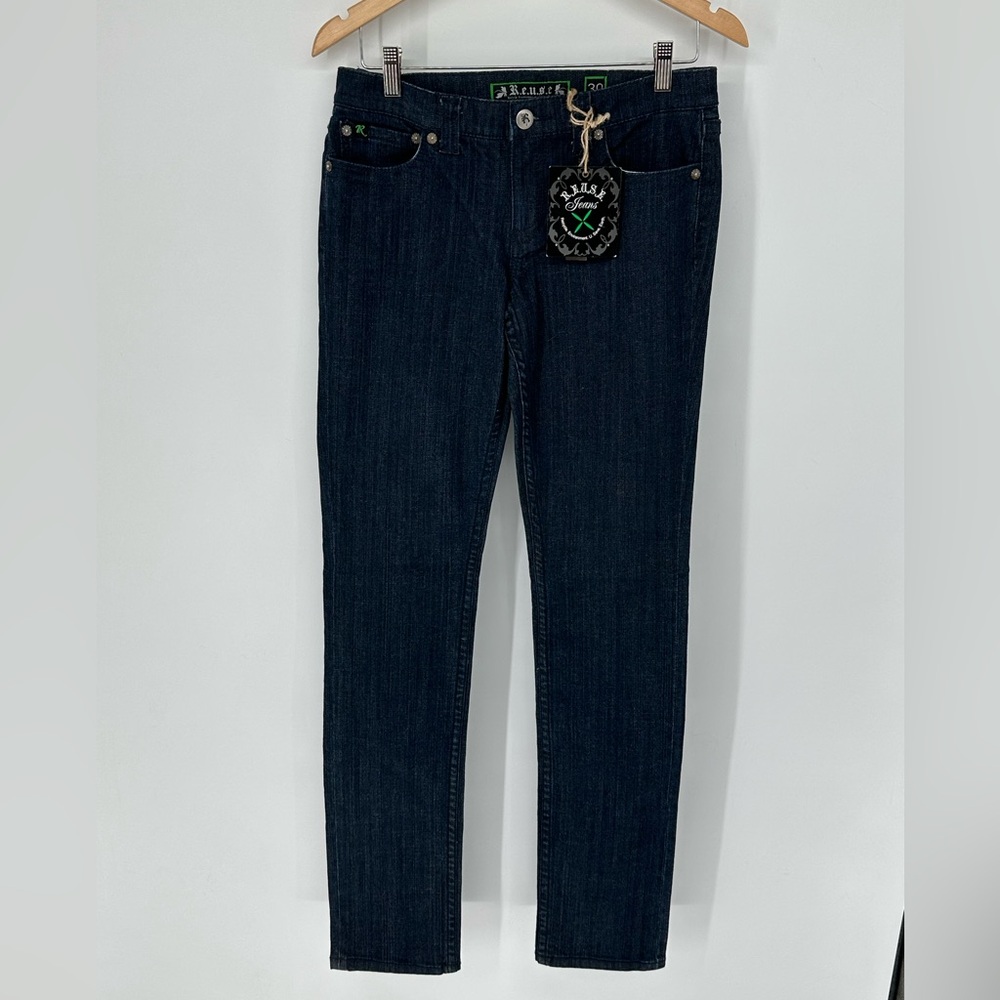 NEW! REUSE Recycled Cotton Denim Embroidered Bling Pockets Women's Sz 30 Jeans